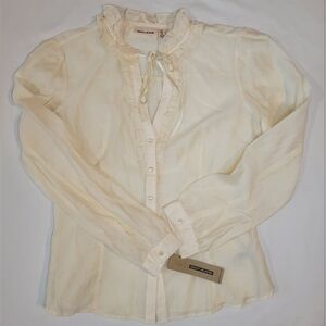 DKNY Cream Ruffle Blouse